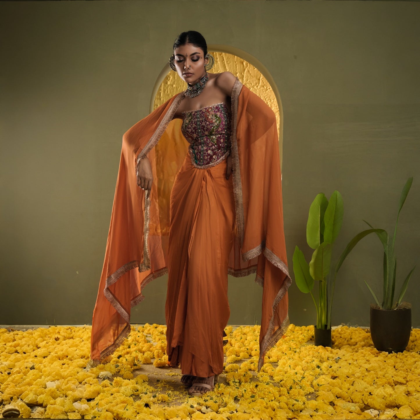 The Sunehri Drape Skirt Set
