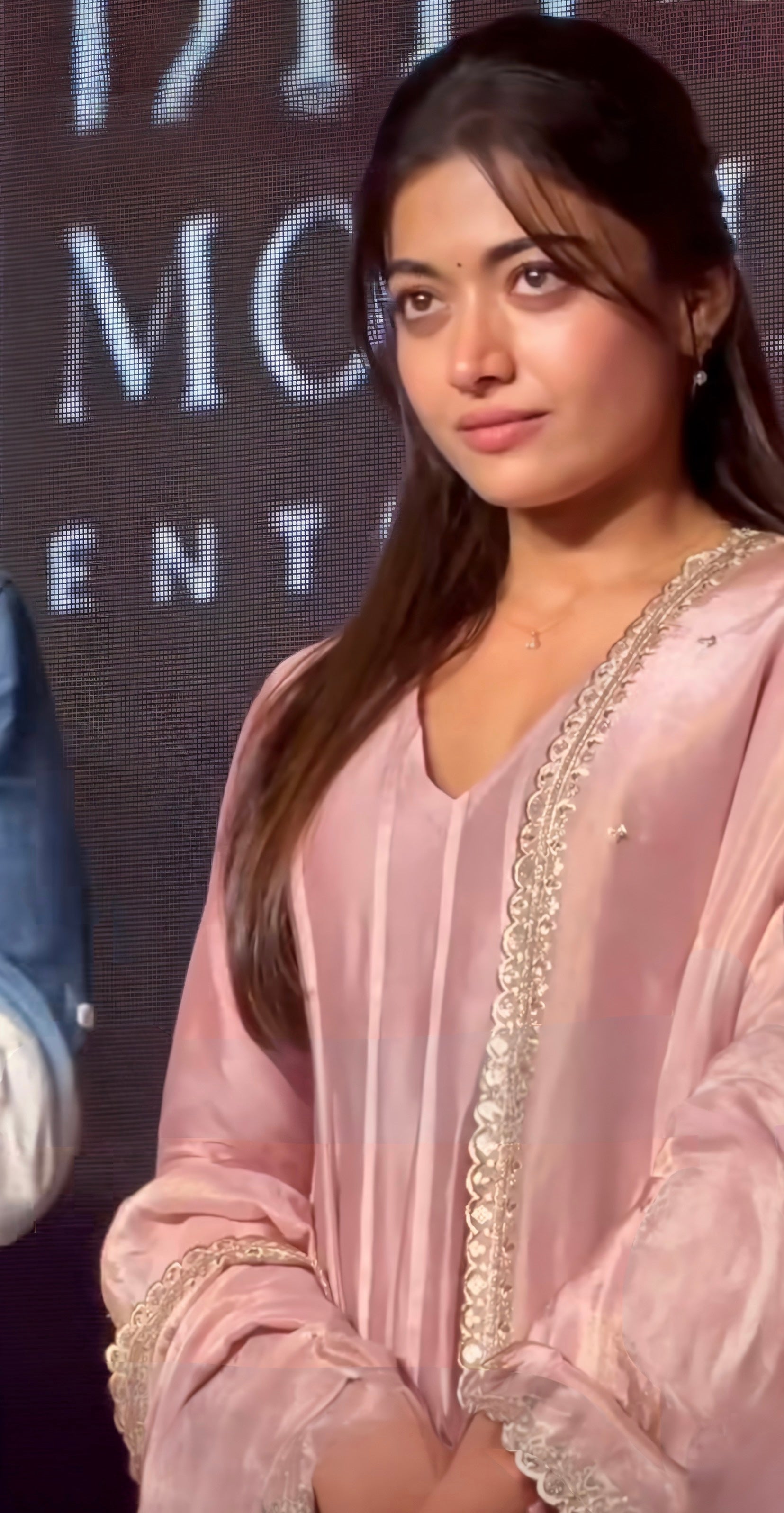 Rashmika Mandanna wearing Divya Samal’s Sakura Anarkali set in chanderi for the success party of her film ‘the Girlfriend’