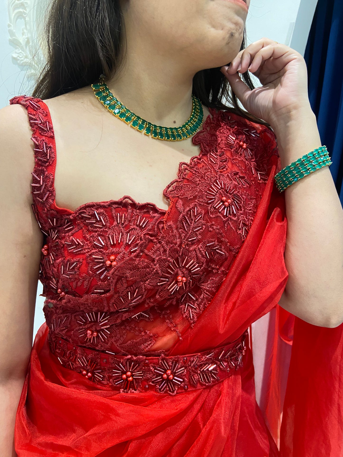 RED SHANVI SAREE