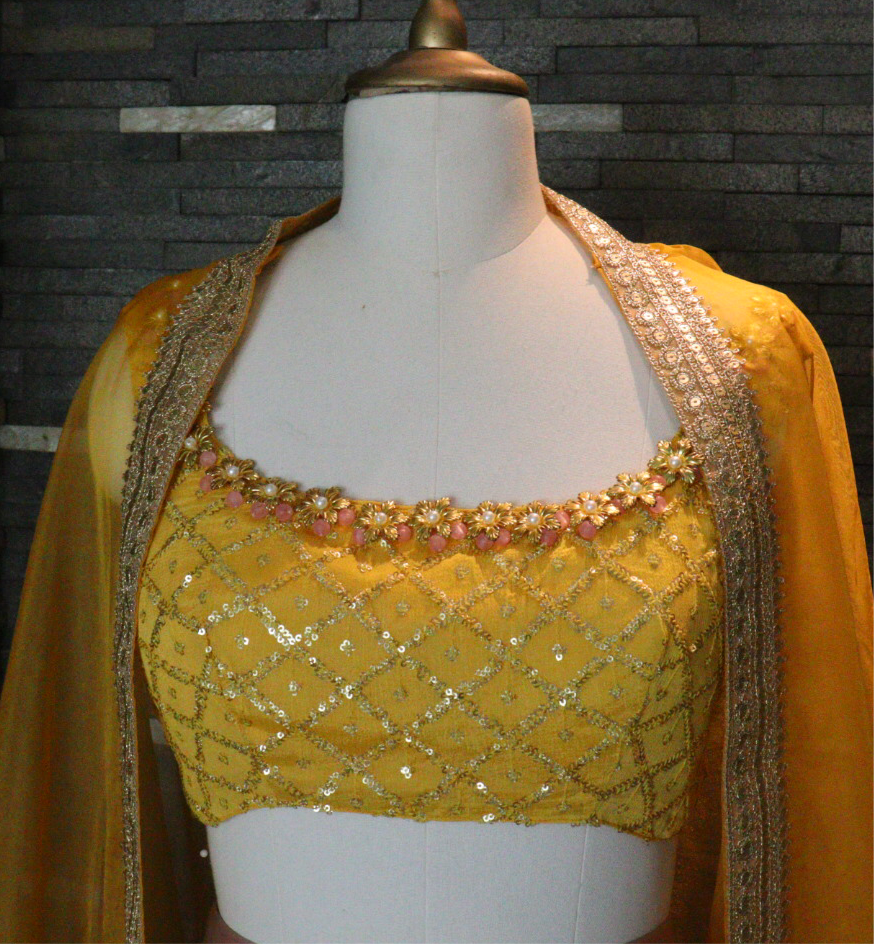 YELLOW METAL FLOWER BLOUSE