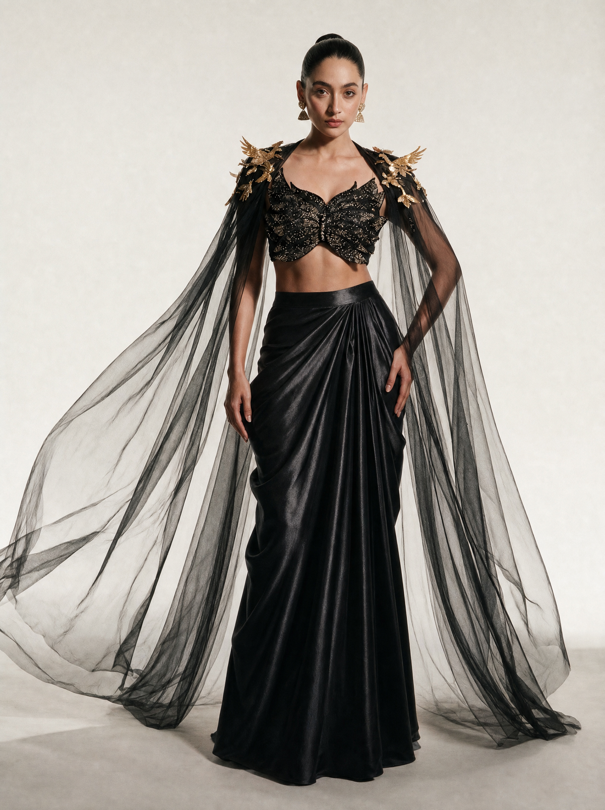 Gold-Birdie Drape Skirt