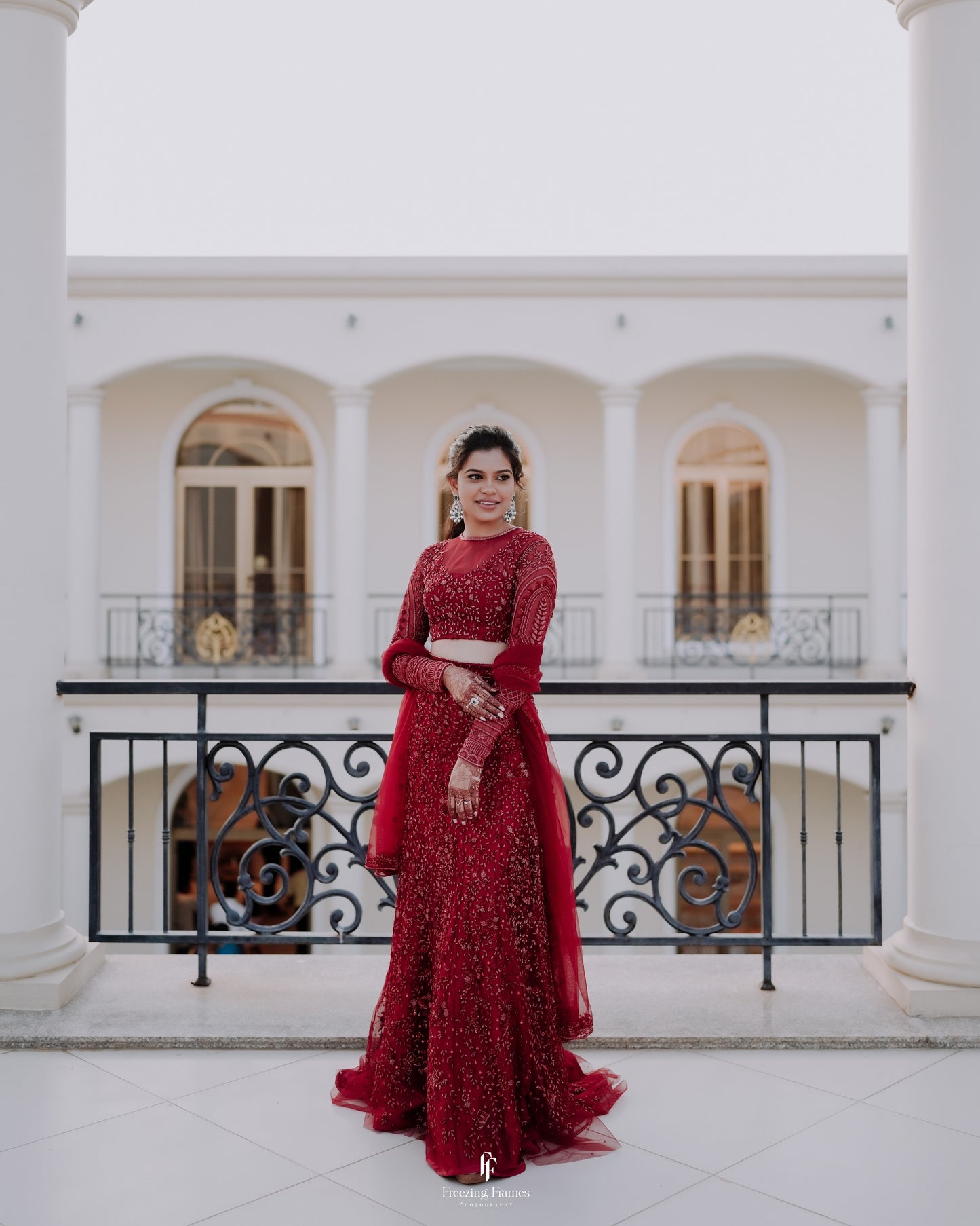 Keerthana in fish-cut Lehenga