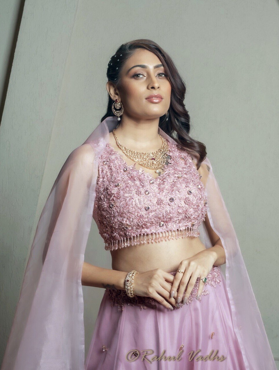 Pink crystal lehenga