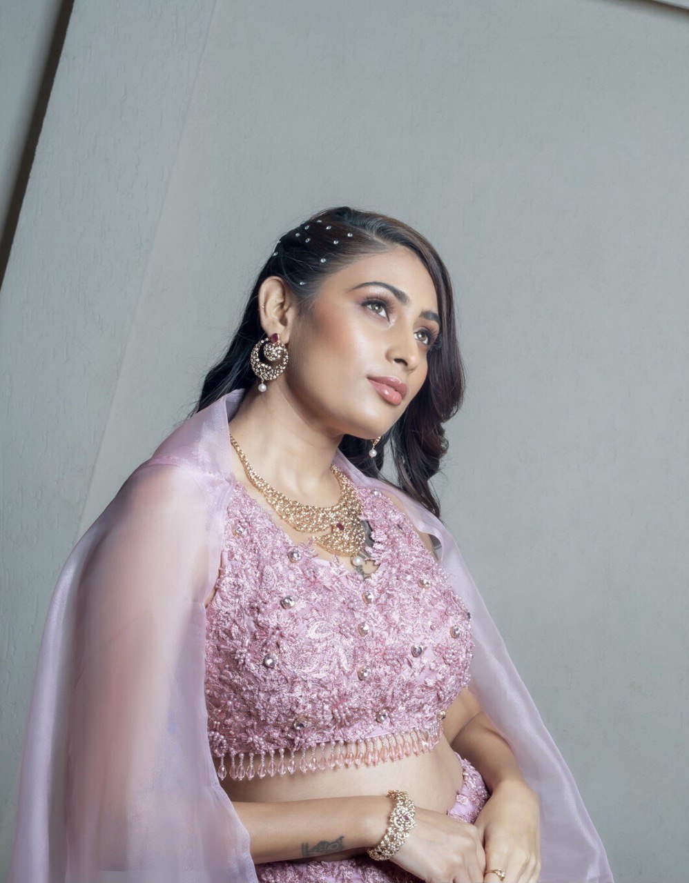 Pink crystal lehenga