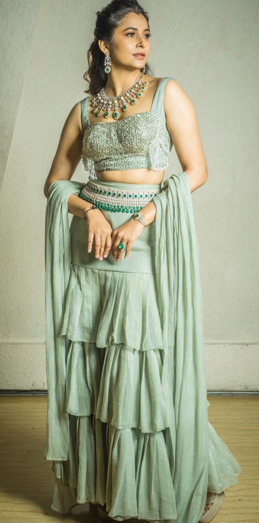 SAGE RUFFLE LEHENGA