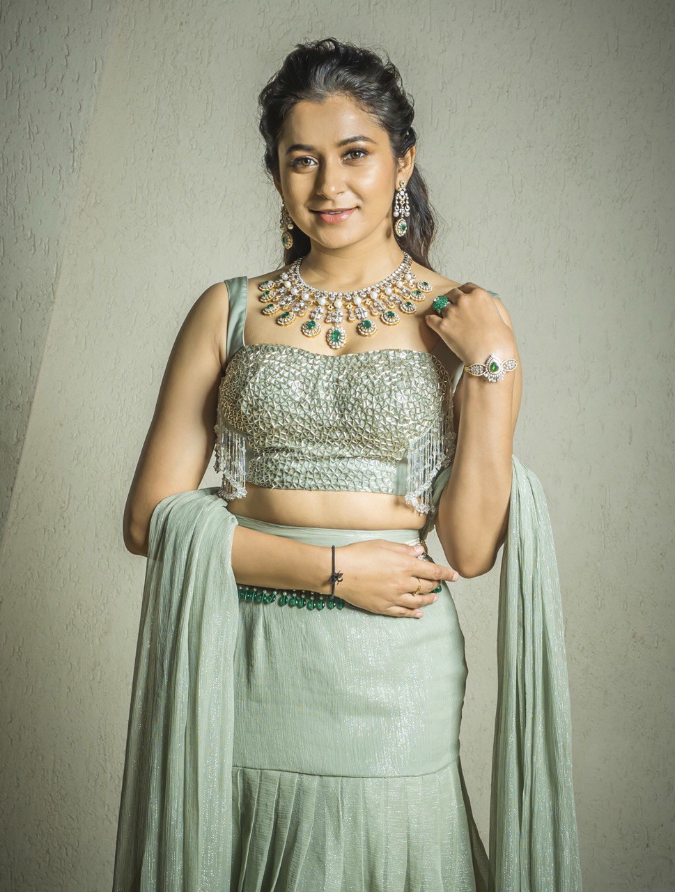 SAGE RUFFLE LEHENGA