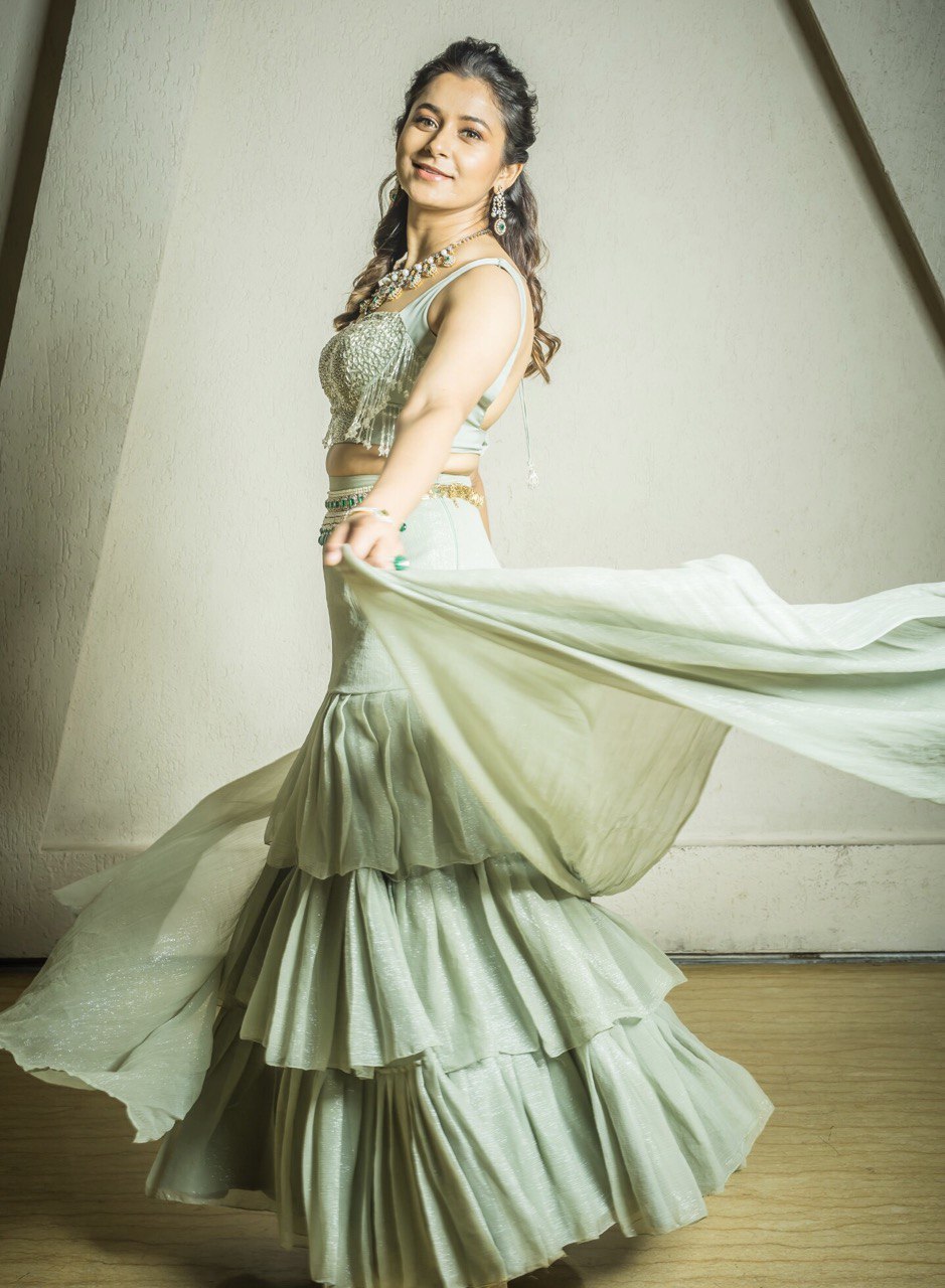 SAGE RUFFLE LEHENGA